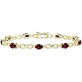 Sterling Silver Genuine, Created or Simulated Oval Gemstone Dainty Infinity Fashion Tennis Bracelet for Women
