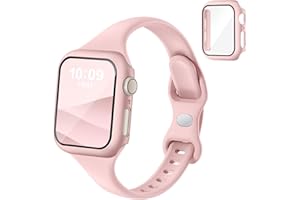 Acextro Thin Slim Band and Case Compatible for Apple Watch Bands Women Men 40mm 44mm 42mm 46mm 41mm 45mm, Silicone Sport Strap Cover and Screen Protector for iWatch Series 11/10/9/8/7/6/5/4/SE 3