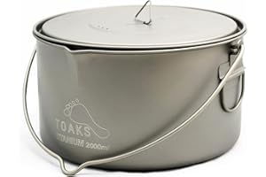 TOAKS Titanium Outdoor Camping Hanging Pot with Bail Handle Easy to Carry, a Variety of Capacities 2000ml