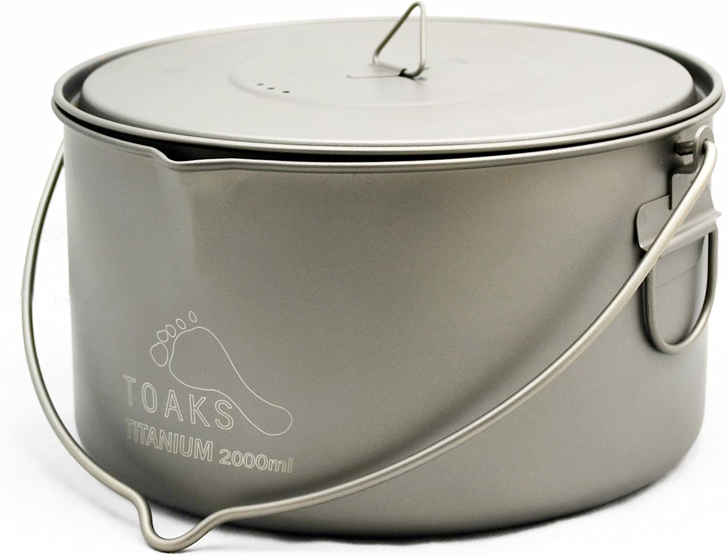 TOAKS Titanium Outdoor Camping Hanging Pot With Bail Handle Easy to Carry, a Variety of Capacities (2000ml)