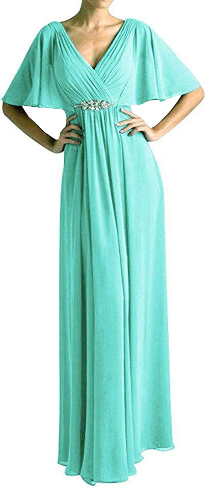 flutter sleeve mother of the bride dress