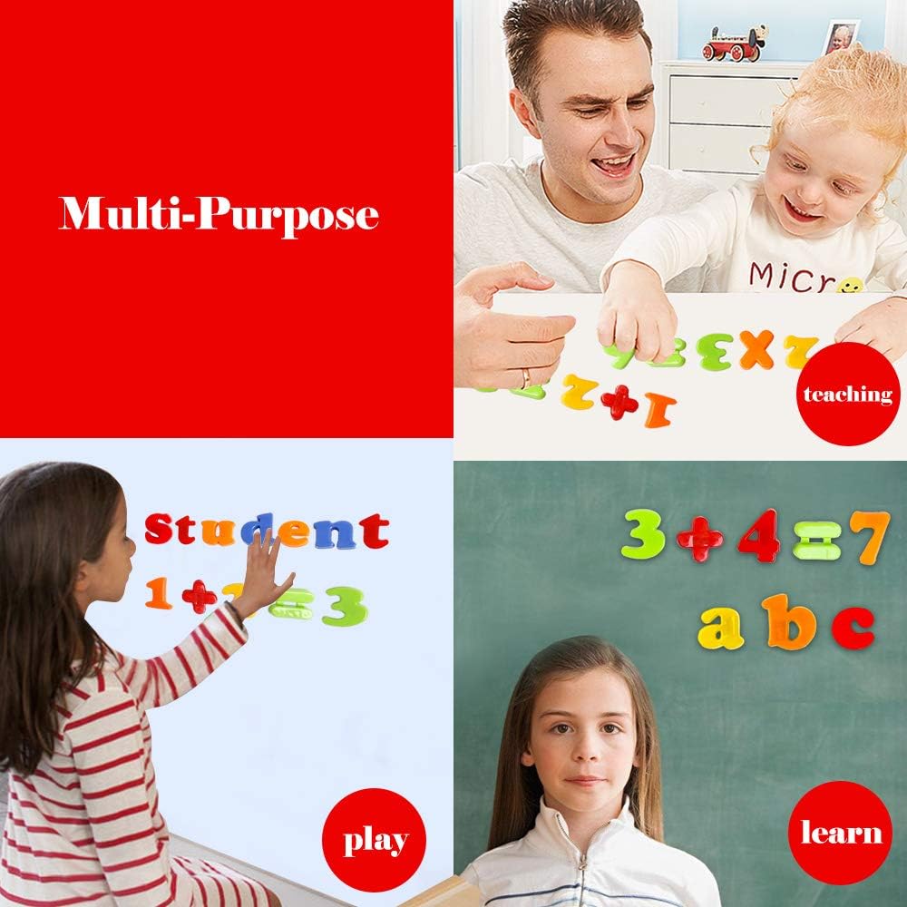 JCREN Magnetic Alphabet Magnets Letters and Numbers Toy ABC 123 Fridge Plastic Toy Set Educational Magnetic in Bucket Preschool Learning Spelling Counting Uppercase Lowercase Math Symbols for Toddler: Furniture & Decor