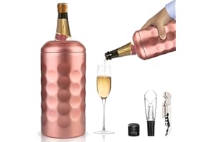 Sangyn Wine Chiller, Premium Wine Cold Bucket Double Walled, Portable Vacuum Insulated Wine Cooler for Most 750mL Champagne and Wine Bottles, Wine Gifts for Wine Lovers(Rose Gold)