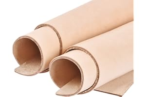 Teeliy 2PCS 12" X 12" Vegetable Tanned Leather | Full Grain Cowhide Veg Tan Leather | Import A Grade Genuine Tooling Leather 5-6oz Precut 2.0-2.2 mm Thick for Carving, Molding, Dyeing Hobby Workshop
