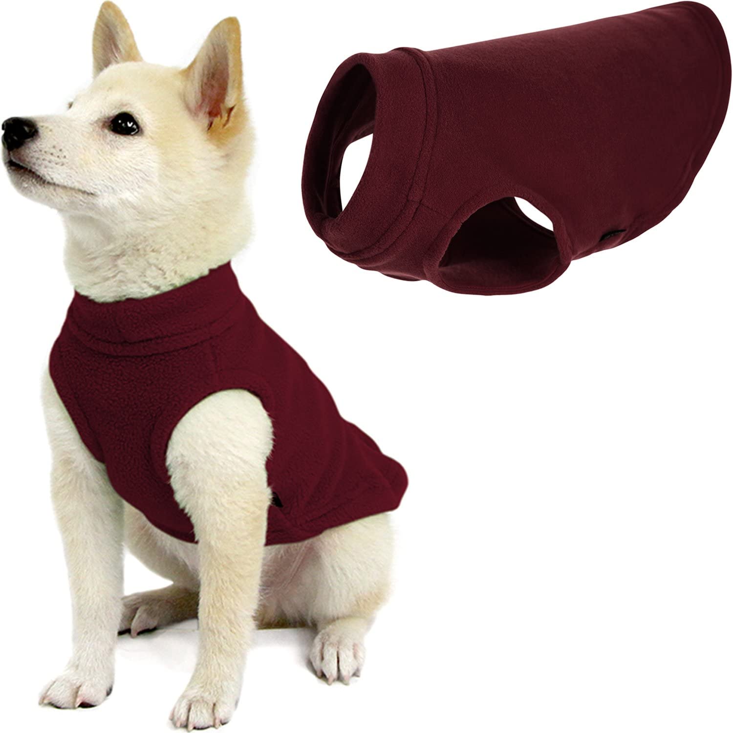 Gooby - Stretch Fleece Vest Sweater Fleece Vest Jacket Sweater for Dogs, Burgundy, Small Length (8.5")