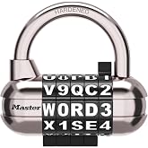 Master Lock Resettable Word Combination Padlock, Locker Lock, 1534BLKEC | Set Your Own Combination Lock, Gym Lock and School Locker Lock, 5 Character Code Secures Valuables Indoors, Black Lock