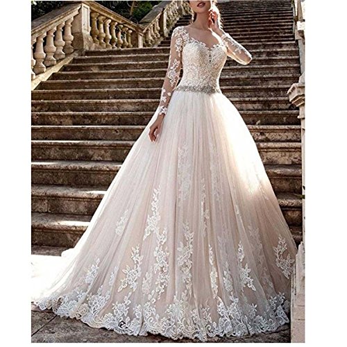 Romanticdresses Long Sleeves Wedding Dresses Lace Bridal Gowns Tulle