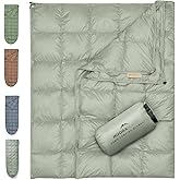 Noora North Down Camping Blanket with Footbox – Lightweight, Packable, Water Resistant Backpacking Quilt & Warm Puffy Compact Outdoor Throw – 52x77 with Stuff Sack for Stadium, Hiking & Travel