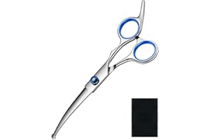 GORITZ Dog Grooming Scissors Curved Shears Set Rounded Trimming Scissors for Professional Pet Dogs Cats Doodles Face Paws Matted Hair Removal at Home Use Supplies Station for Carding Tools and Trimmer