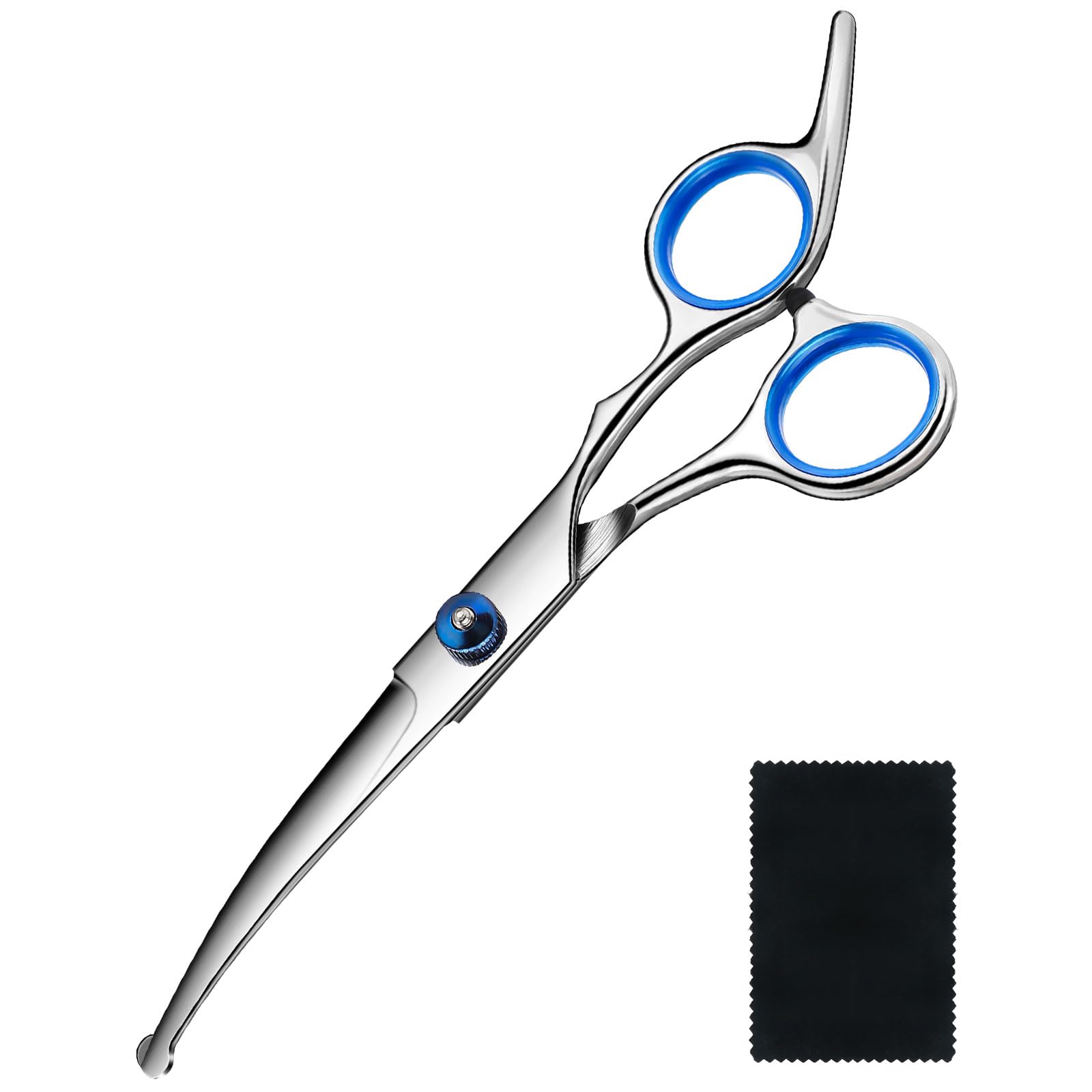 Photo 1 of Dog Grooming Scissors Curved Shears Set Rounded Trimming Scissors for Professional Pet Dogs Cats Doodles Face Paws Matted Hair Removal at Home Use Supplies Station for Carding Tools and Trimmer