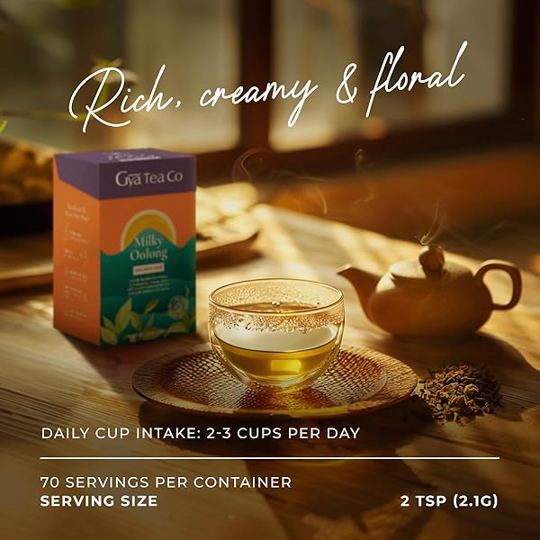 GYA TEA CO MILKY OOLONG TEA LOOSE LEAF – 5.29 OZ 70 CUPS OOLONG TEA CAFFEINATED – 100% PURE NATURAL OOLONG LOOSE LEAF TEA WITH NO ARTIFICIAL INGREDIENTS – BREW AS HOT OR ICED TEA FRUIT TEA LOOSE LEAF