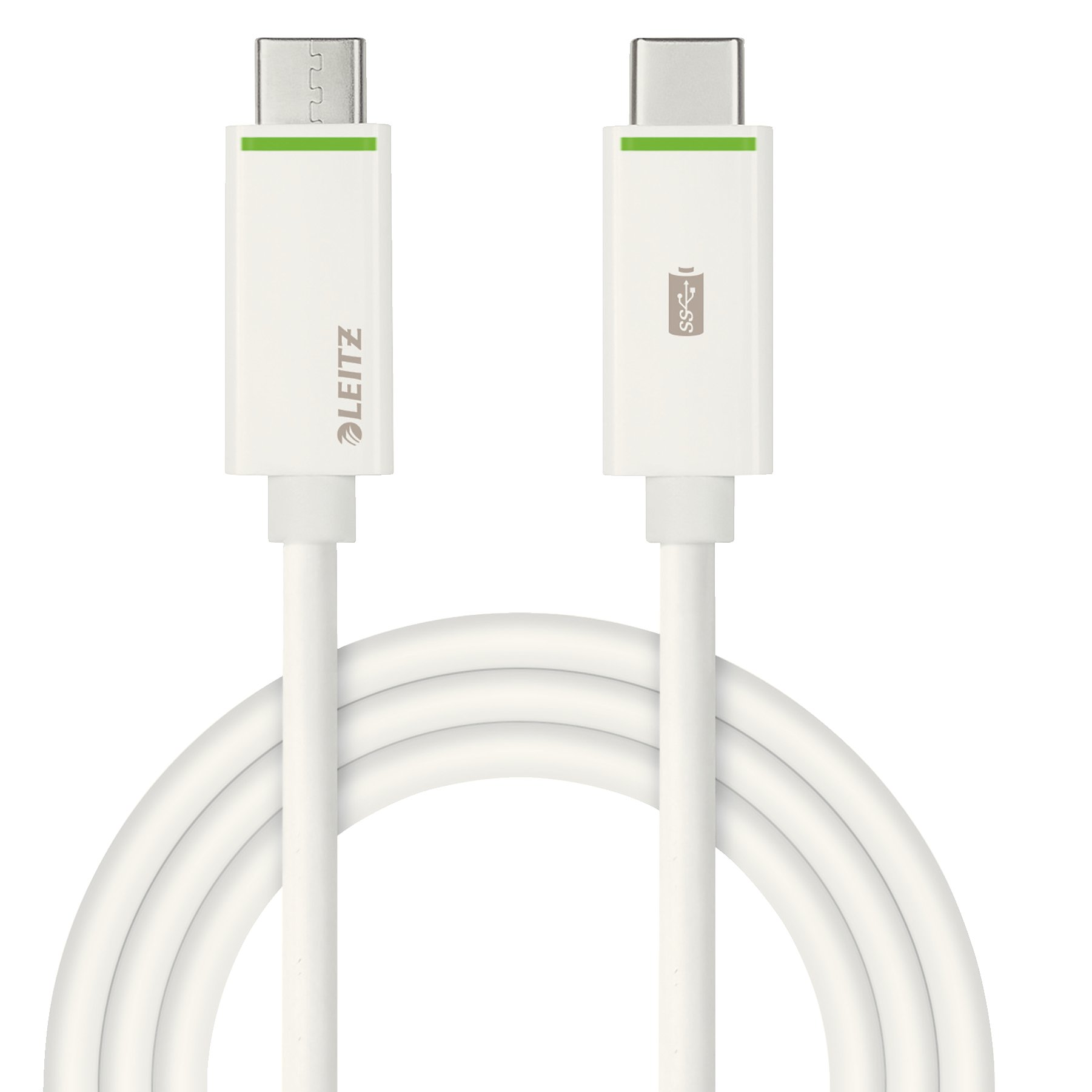 Leitz USB-C to USB-C 3.1 Charging Data Cable, 1 m, Complete, White, 63340001