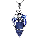 Hancock Dragon Necklace 925 Sterling Silver Dragon Pendant Crystal Jewelry Gifts for Men Women