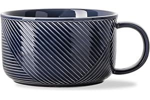 Adewnest Ceramic Soup Bowl with Handle: 38 oz Microwave Safe Extra Large Mug for Oatmeal, Cereal, Breakfast, Meal Prep, Work 