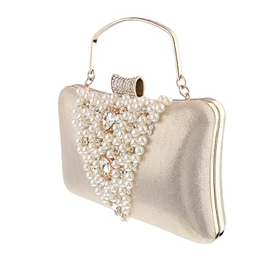 Generic Wedding Diamante Pearls Clutch Hand Bag Bridal Multi-purpose Purse Handbag