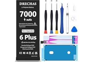 DRECHAS [7000mAh]Battery for iPhone 6 Plus, 2025 New Upgraded High Capacity 0 Cycle Li-Polymer Replacement Battery for iPhone 6 Plus Models A1522, A1524, A1593 with Complete Professional Repair Tool Kit