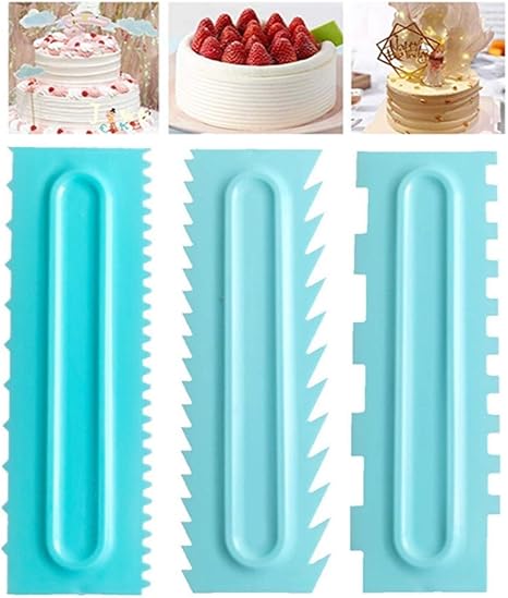 juego de rasquetas de plastico para decorar tartas peine y glaseado herramienta de raspado espatula para decoracion de glaseado 3 unidades