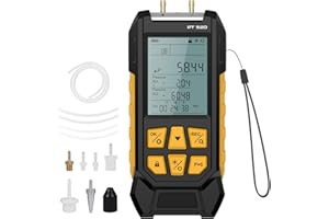 LINXINO Manometer Gas Pressure Tester,Digital Manometer,Dual Port Air Pressure Meter,HVAC Gas Pressure Tester with 10 Selecta