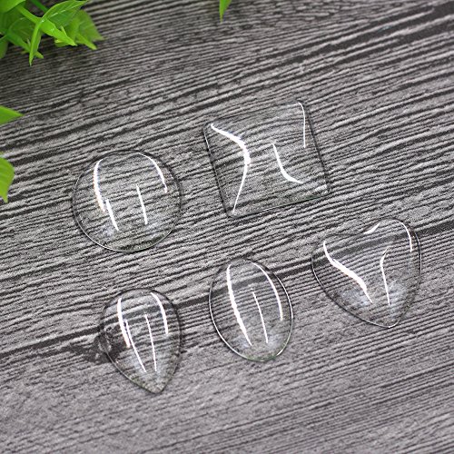 100pcs Glass Cabochons Clear Dome Tiles for Cameo Pendants Photo Craft Jewelry Making(Round, Oval, Square, Teardrop, Heart-Shape)
