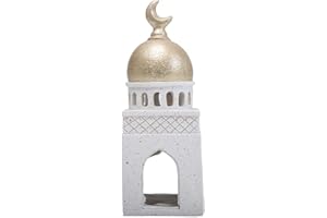 Ramadan Resin Statue Ornament, Islamic Architecture Moon & Mosque Tower Eid Mubarak Decor Collection for Eid, Home, Office De