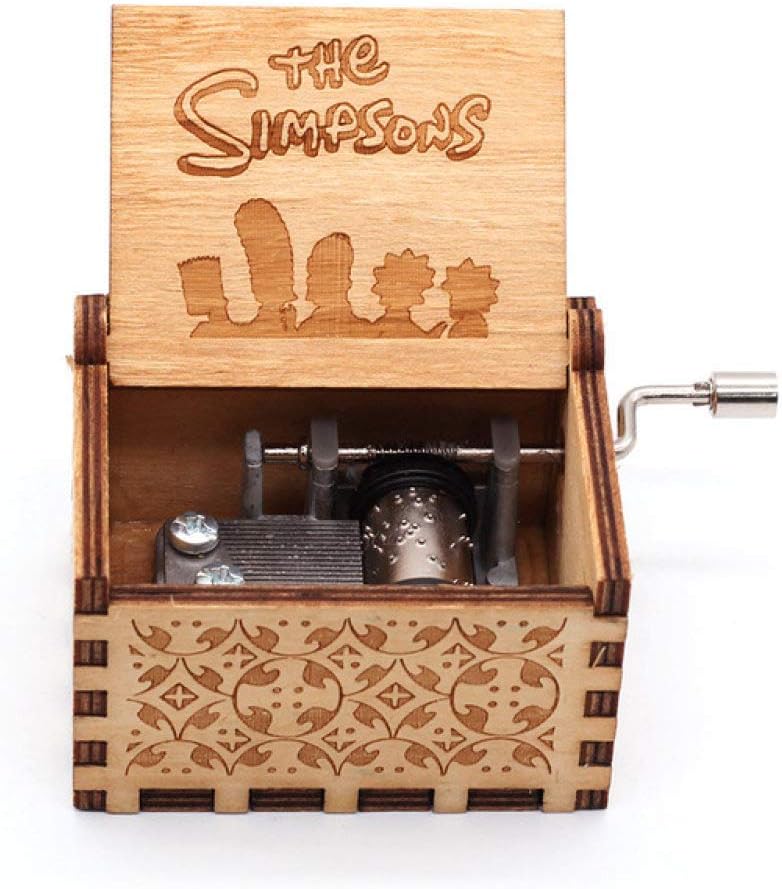 Music Box Falling in Love Wood Hand Crank Music Box Fly Me to The Moon Musical, Fly Me to The Moon meyeye (Color : Simpson)