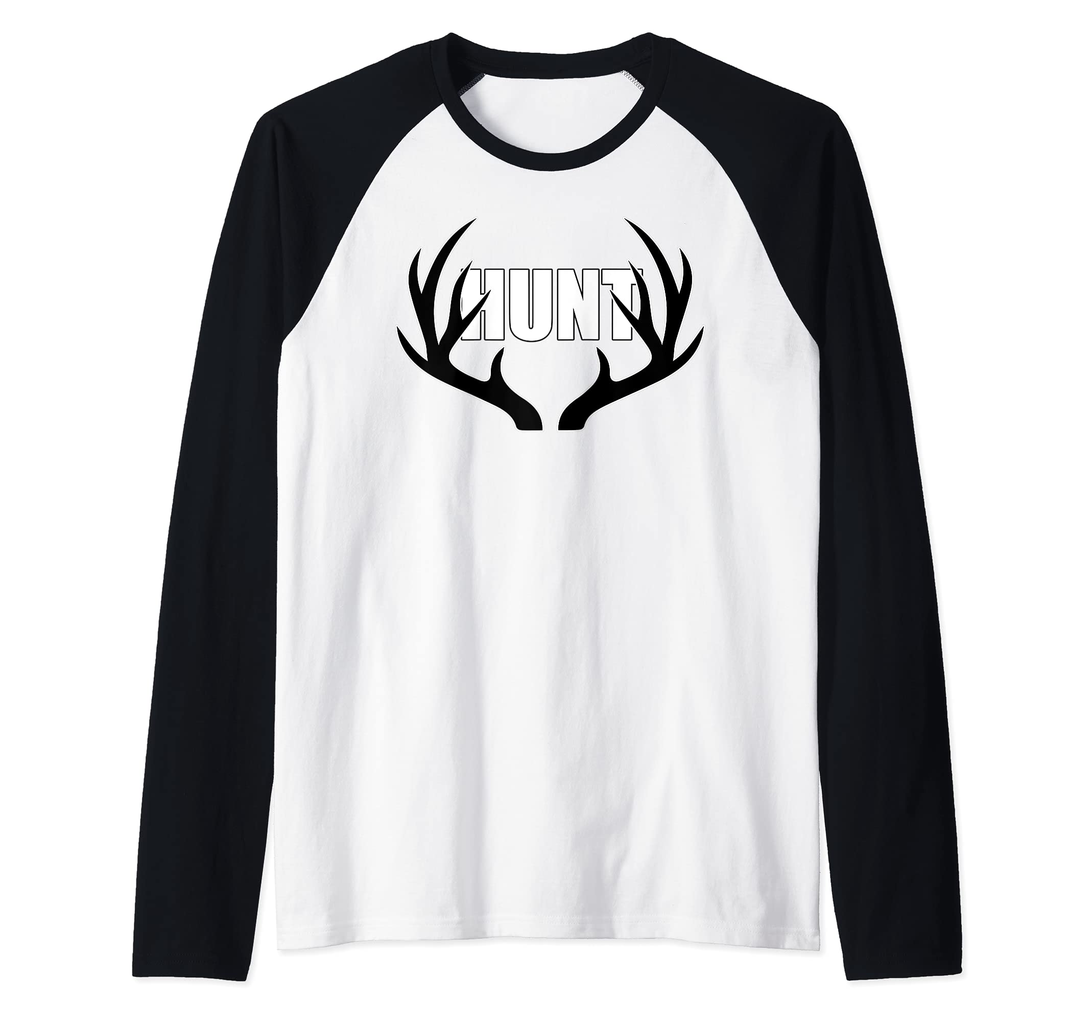 Deer Hunting Hunt Whitetail Buck Antlers Raglan Baseball Tee