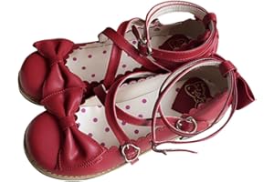 Lorie & Knight Japanese Sweet Lolita Low Chunky Heels Round Toe Bowtie Strappy Princess Shoes