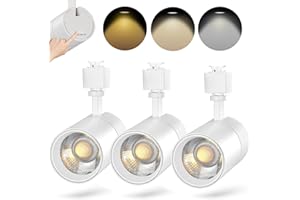 VANoopee 3-Color J Type Track Lighting Heads 20W for Juno Rail - Dimmable Bright LED Track Light Fixtures 3000K 4000K 5000K Ceiling Spotlight for Accent Task, No Flicker CRI90+ 36° 2000lm White 3 Pack