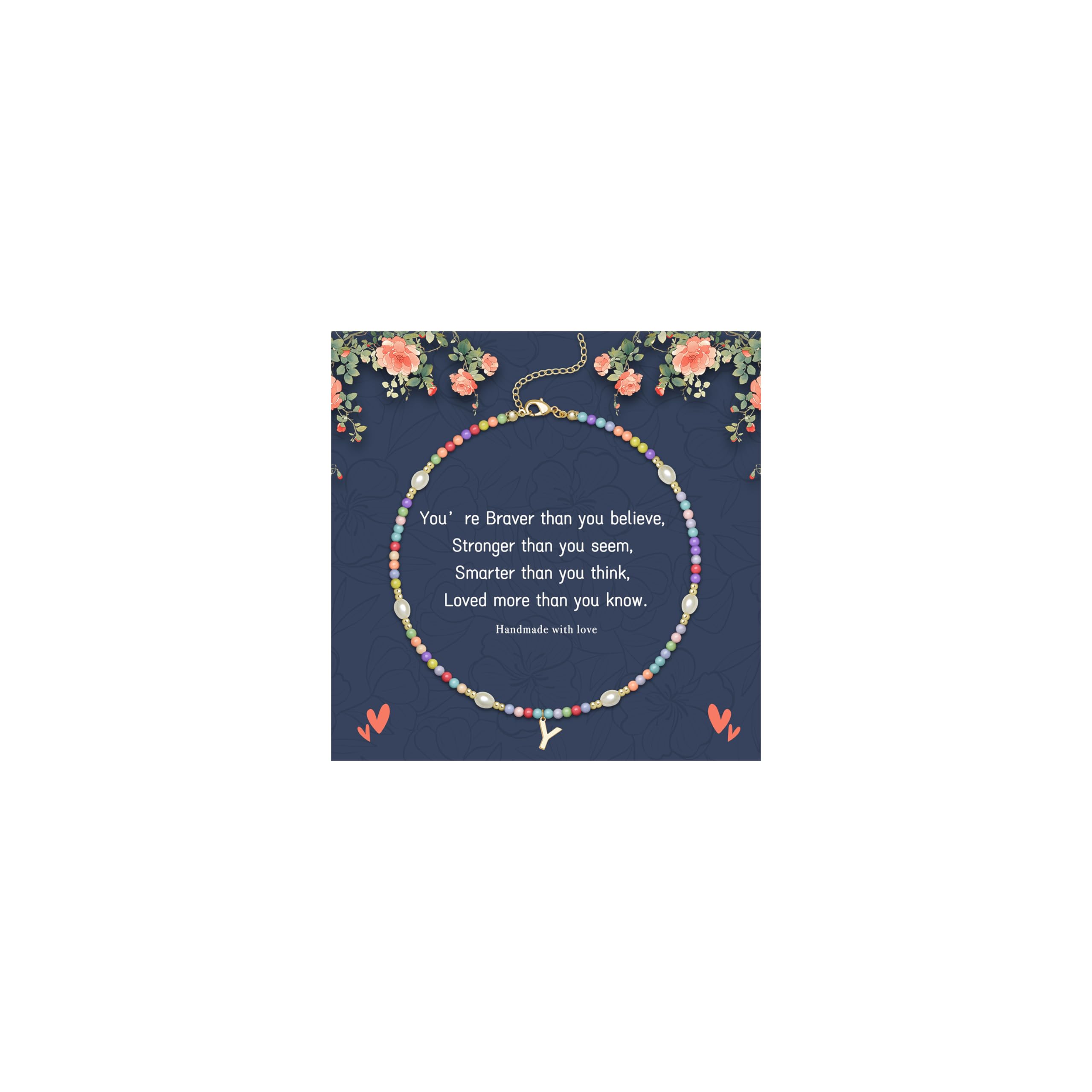 Initial Y Cute Beaded Necklaces for Girls Trendy