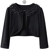 Girls Shrugs Lace Bolero Long Sleeve Cardigan Party Church Dress Cover Up