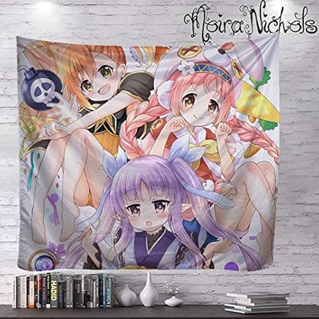 Amazon Co Jp Moira タペストリー プリンセスコネクト Re Dive プリコネr 氷川鏡華 茜ミミ 穂高みそぎ 大判壁掛け 背景布け 掛ける絵 アニメ 多機能 ホーム装飾 カーテン ソファー ベッド 寝具 装飾 軽量 カスタム可能 70x100cm ホビー