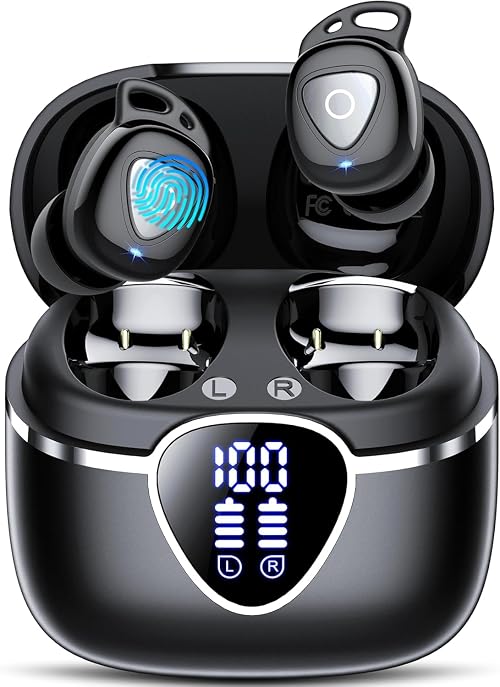 Wireless Earbuds, Bluetooth 5.4 Headphones In Ear with HiFi Stereo Deep Bass, 40H Wireless Earphones with 4 ENC Noise Cancelling Mic, Dual LED Display, IP7 Waterproof Bluetooth Earbuds for Android iOS