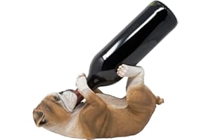 HOME 'N GIFTS Thirsty English Bulldog Wine Bottle Holder Statue Display Stand Decorative Centerpiece for Bar or Kitchen Counter Décor As Gifts for Dog Lovers