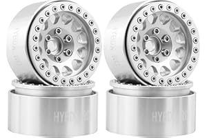 HYBDX Rc 1.9 Inch Aluminum Alloy Beadlock Wheel Rim Hub 4pcs Suit for 1:10 RC Crawler Axial SCX10 SCX10 II TRX4 RC4WD D90. (Silvery)