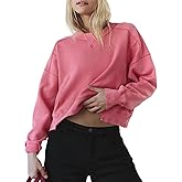 INFITTY Womens Fleece Crewneck Sweatshirts Long Sleeve Oversized Cropped Pullover Tops Fall Winter Fashion 2026