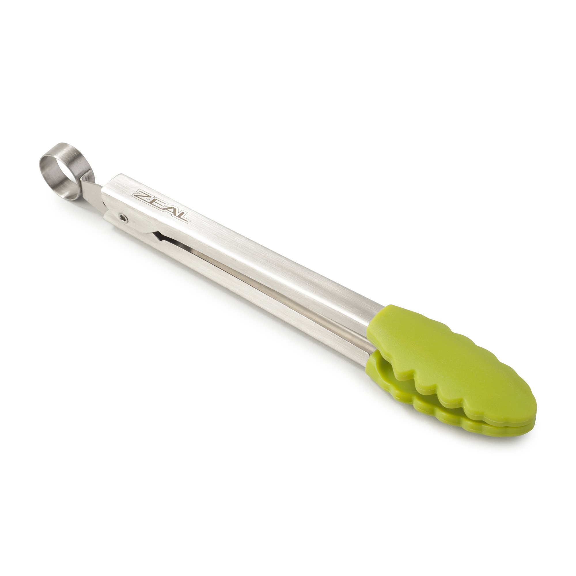 Zeal J141L Silicone Non Stick Kitchen Mini Tongs with Stainless Steel Handle (20cm) -Lime, Green, 20 cm