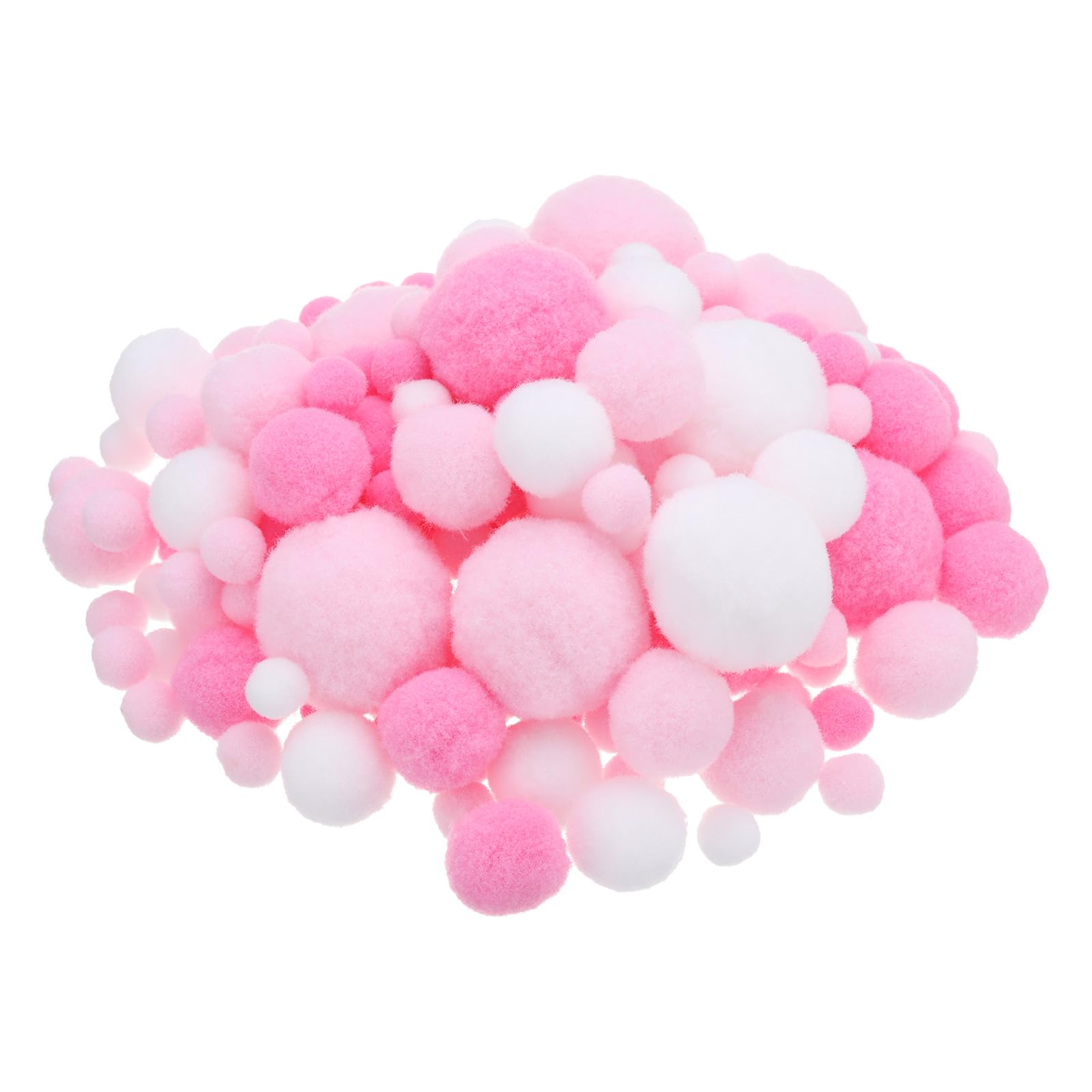 PATIKIL Assorted Size Pom Poms for Crafts, 130Pcs Fuzzy Pastel Pom Pom Balls for Art Supplies DIY Creative Craft Material Handicraft Decorations, Pink, White