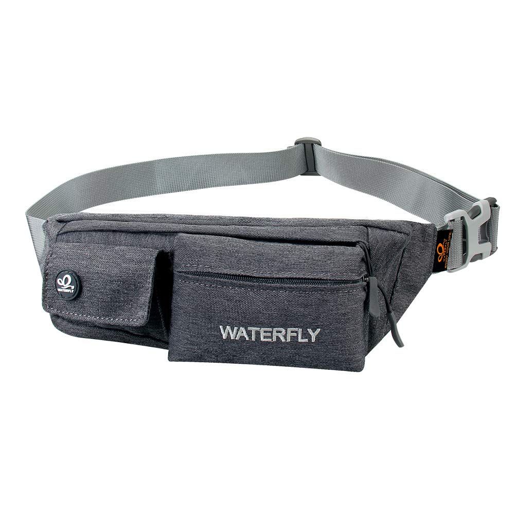 Waterfly Waist Bag Fanny Pack Bum Bag Slim Water Resistant Running Belt for Sport Running Cycling Hiking Walking Dark Grey