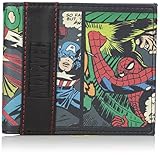 Marvel Men's Multi Character Panel Slimfold Wallet in Collectible Tin Box, One Size