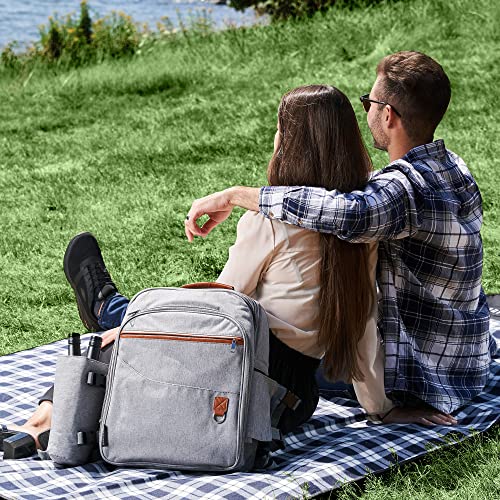 AveriFields Picnic Backpack, Durable Picnic Bag with Premium Cutlery