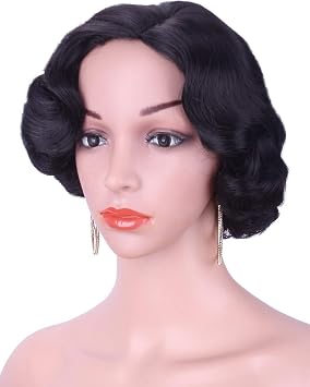 Kalyss 12 Short Finger Wave Synthetic Hair Wig For Women Full