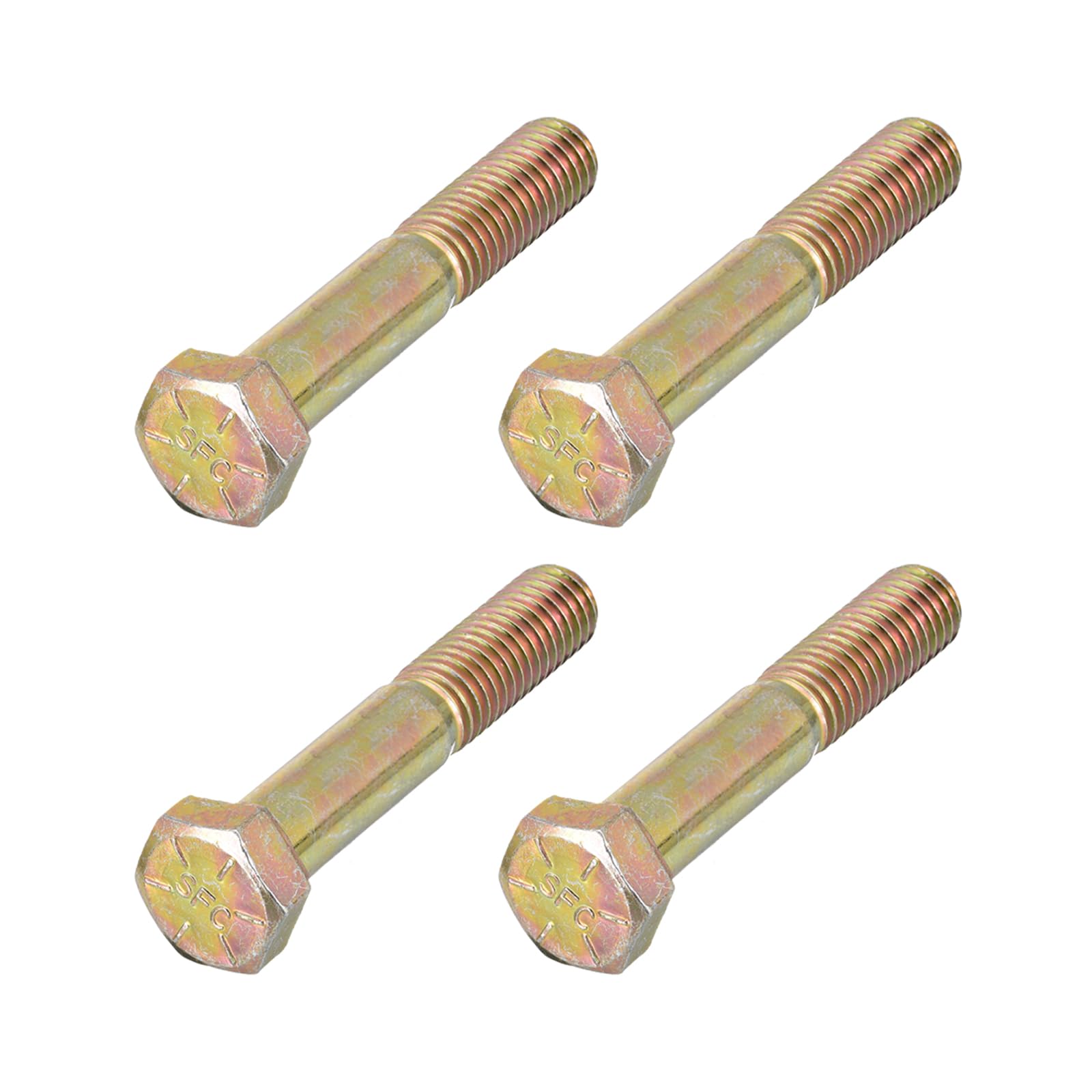 METALLIXITY Hex Bolts (1/2-20x3") 4Pcs, Grade 8 Carbon Steel Zinc Plated Partial Threaded, UNF Fine Thread Hex Head Screw Bolt - for Furniture Repair, Yellow