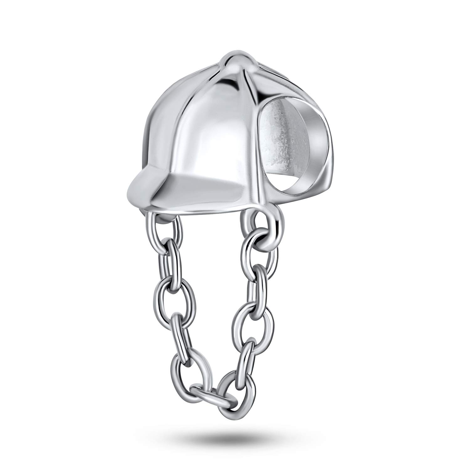 Bling Jewelry Western Horse Jockey Equestrian Hat Cap Sports Helmet Charm Bead For Women Teen .925 Sterling Silver Fits European Charm Bracelet