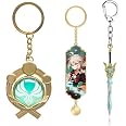 Genshin Luminous Key charms Toy Impact Inazuma Cryo Portachiavi Oro Gioco Figura Portachiavi Ciondolo Portachiavi Genshin ​​Personaggio Cosplay Accessori Occhio di Dio, Giallo, M