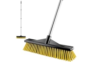 LAWFYMORI Push Broom for Outdoor Heavy Duty, Push Brooms with 59" Adjustable Long Handle for Sweeping Multi-Surface Floor Scrub Brush for Cleaning Outside Deck Patio Garage Driveway Warehouse Concrete