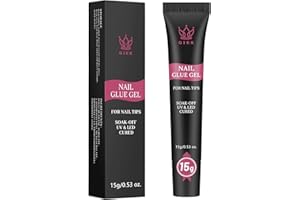 QIEK Nail Tips Gel Glue 15g - Lamp Curing Solid Nail Glue for False Acrylic Nails, Crystal Clear Long Lasting 28 Days No Yellowing Salon Quality DIY Home Beginner-friendly