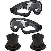 LJDJ Motorcycle Goggles,2 Pack Dirt Bike ATV Motocross Riding Hiking Protective with 2 Pack Neck Breathable Bandana Mask