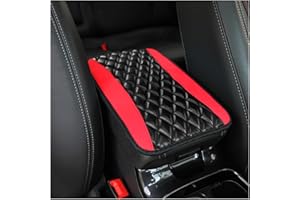 Moly Magnolia Car Center Console Cushion Pad, Universal Leather Waterproof Armrest Seat Box Cover Protector,Comfortable Car Decor Accessories Fit for Most Cars, Vehicles, SUVs (Red)