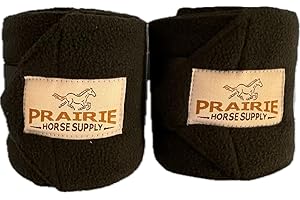 Prairie Horse Supply Polo Wraps for Horses – Premium Durable & Soft Fleece Horse Leg Wraps, Equestrian Bandages for Stable & Riding Use, 2-Pack (Black)