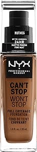 Nyx Professional Makeup Can't Stop Won't Stop Full Coverage Foundation, Nutmeg, 1 Fluid Ounce